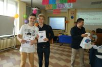 Zdobywcy II miejsca w Konkursie-uczniowie Szymon i Marcin, z dyplomami