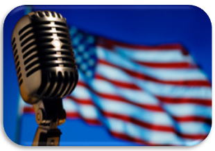 Mikrofon na tle flagi USA